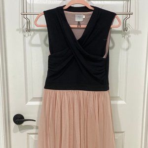 Anthropologie Black/Pink Ballet-Skirt Dress